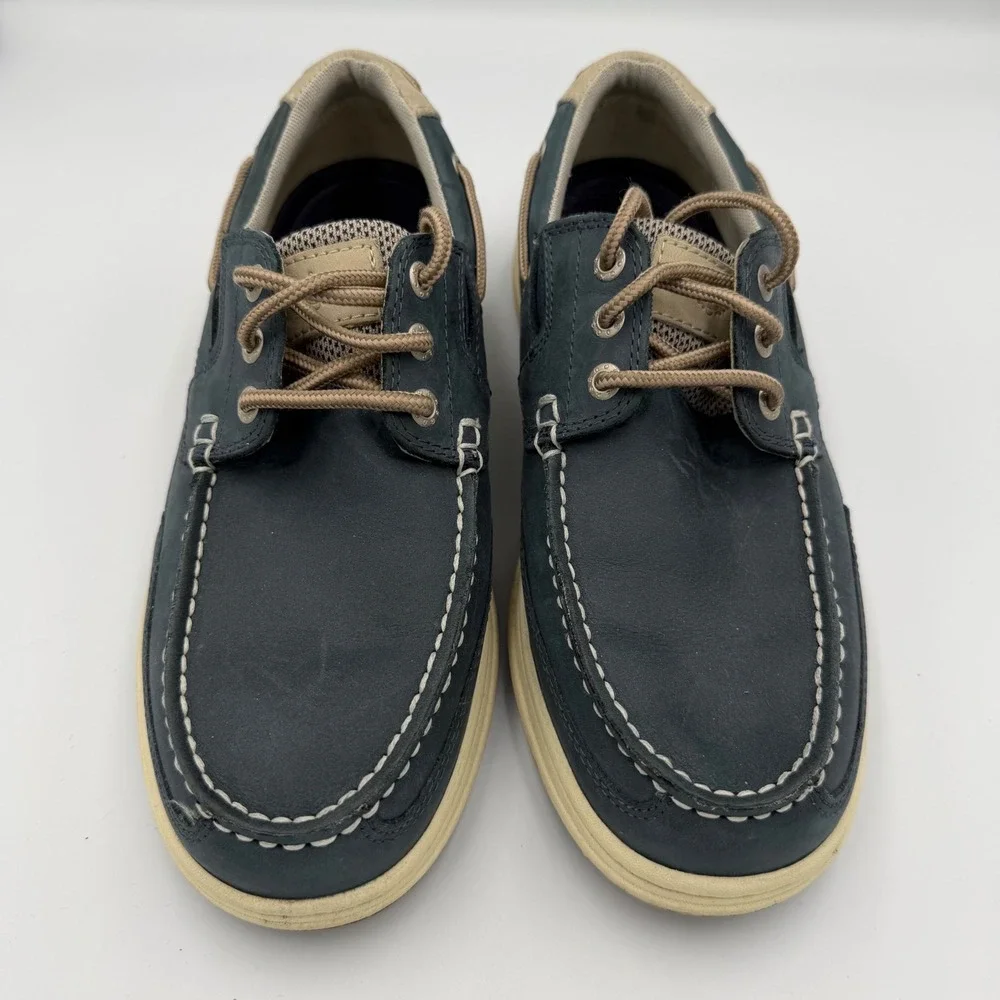 Dockers Mens Navy Blue Leather Mesh Boat Shoes Nautical Loafers Size 7.5 M WOB
